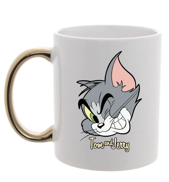 Чашка с цветной ручкой Tom cat Золото фото