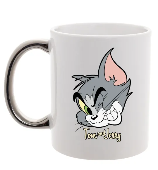 Чашка с цветной ручкой Tom cat Серебро фото