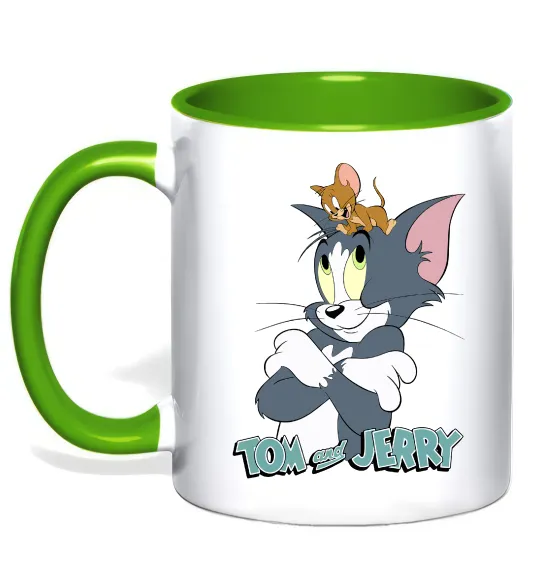 Чашка с цветной ручкой Джеррі на голові в Тома Лаймовый фото