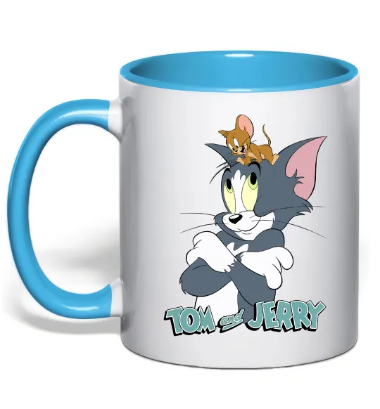 Чашка с цветной ручкой Джеррі на голові в Тома Голубой фото