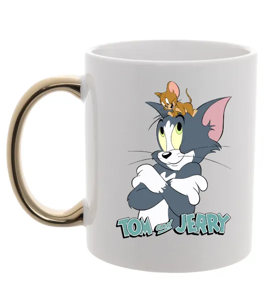 Чашка с цветной ручкой Джеррі на голові в Тома Золото фото