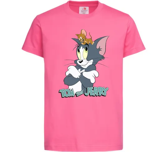 Детская футболка Джеррі на голові в Тома Ярко-розовый фото