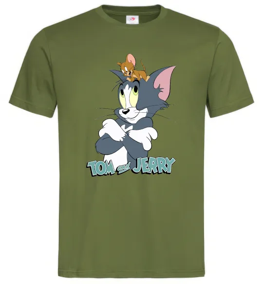 Мужская футболка Джеррі на голові в Тома Оливковый фото