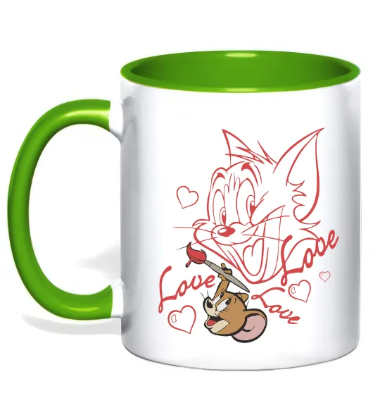 Чашка с цветной ручкой Джеррі малює Тома Лаймовый фото