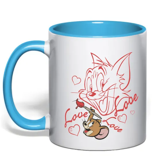 Чашка с цветной ручкой Джеррі малює Тома Голубой фото