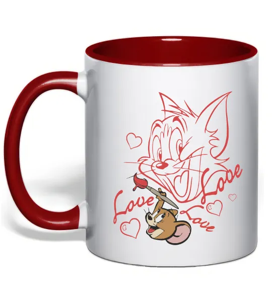 Чашка с цветной ручкой Джеррі малює Тома Красный фото