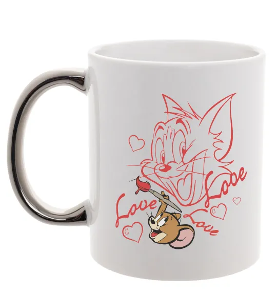 Чашка с цветной ручкой Джеррі малює Тома Серебро фото