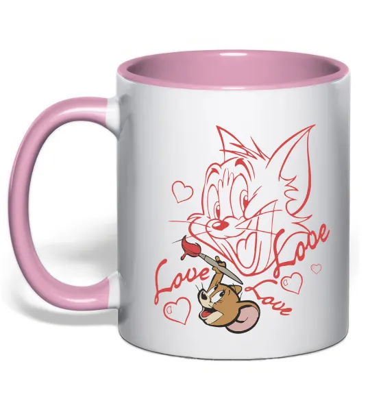 Чашка с цветной ручкой Джеррі малює Тома Нежно розовый фото