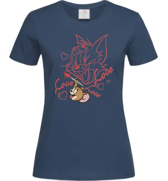 Женская футболка Джеррі малює Тома Темно-синий фото