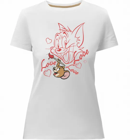 Женская премиум футболка Джеррі малює Тома Белый фото