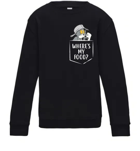 Детский Свитшот Tom Where is my food Черный фото
