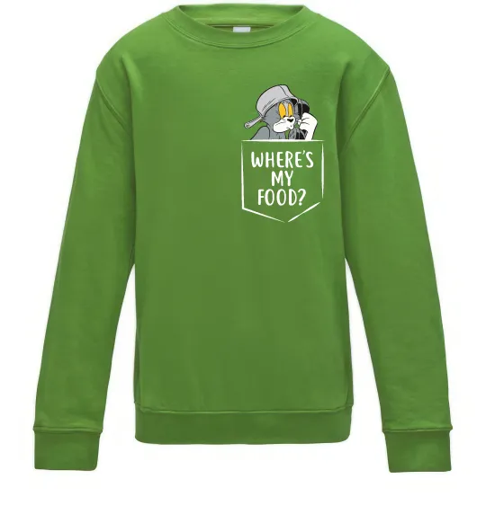 Детский Свитшот Tom Where is my food Лаймовый фото