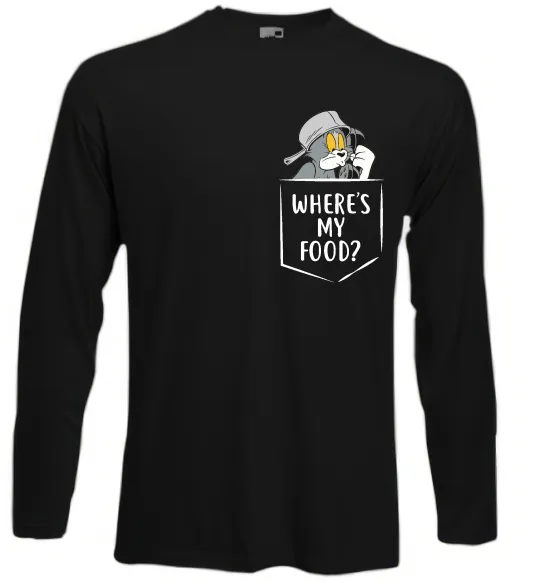 Лонгслив Tom Where is my food Черный фото