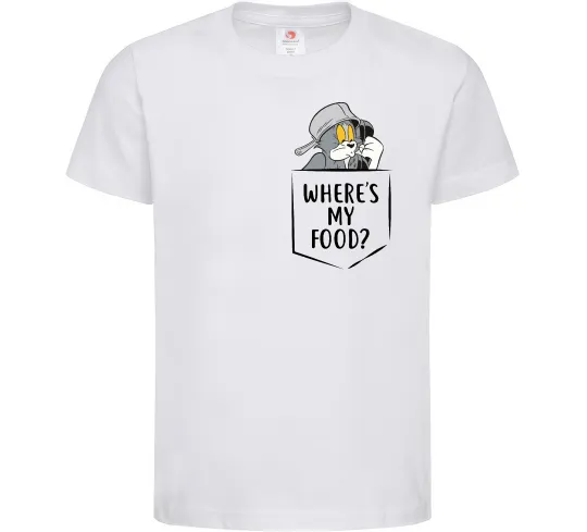 Детская футболка Tom Where is my food Белый фото