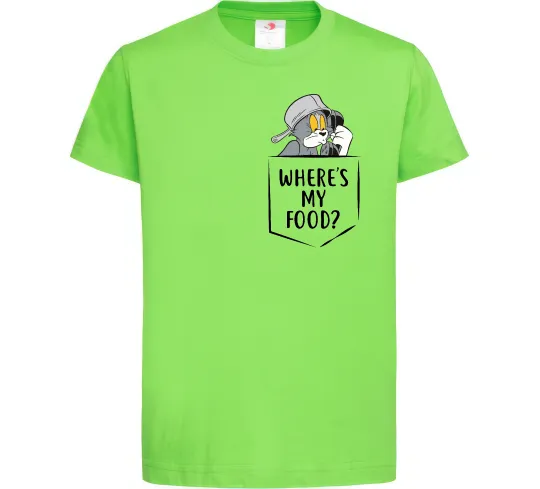 Детская футболка Tom Where is my food Лаймовый фото