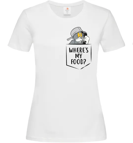 Женская футболка Tom Where is my food Белый фото