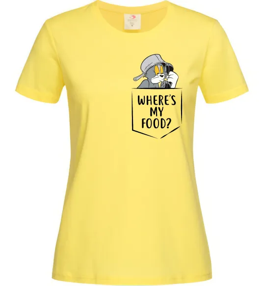 Женская футболка Tom Where is my food Лимонный фото