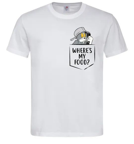 Мужская футболка Tom Where is my food Белый фото