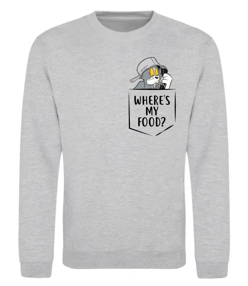 Свитшот Tom Where is my food Серый меланж фото