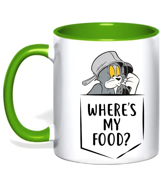 Чашка с цветной ручкой Tom Where is my food Лаймовый фото