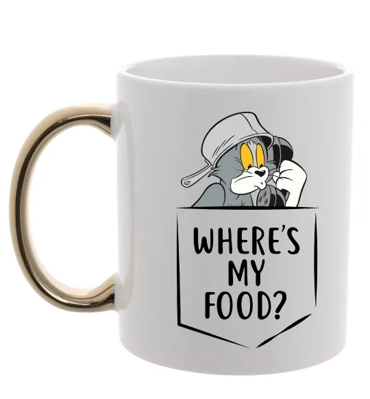 Чашка с цветной ручкой Tom Where is my food Золото фото