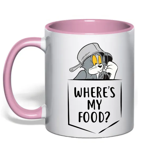 Чашка с цветной ручкой Tom Where is my food Нежно розовый фото