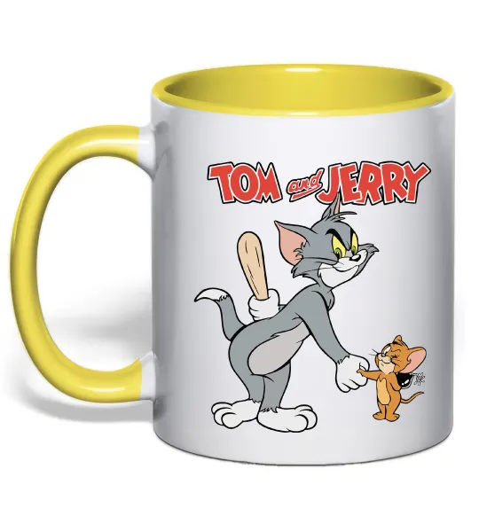 Чашка с цветной ручкой Tom and Jerry Лимонный фото