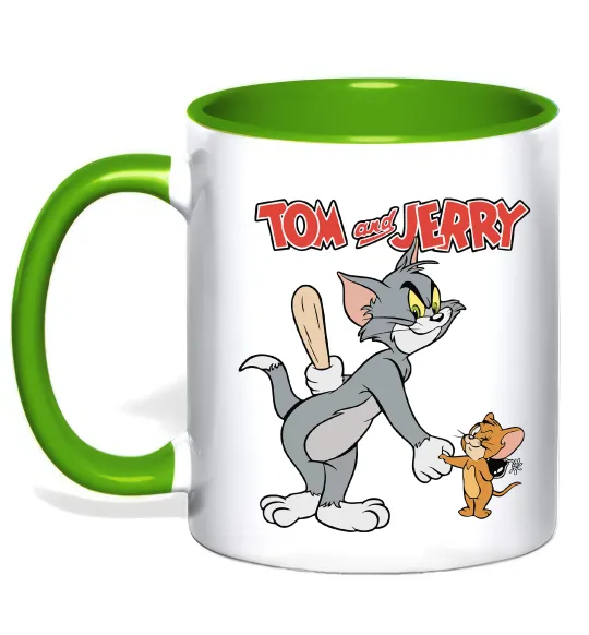 Чашка с цветной ручкой Tom and Jerry Лаймовый фото