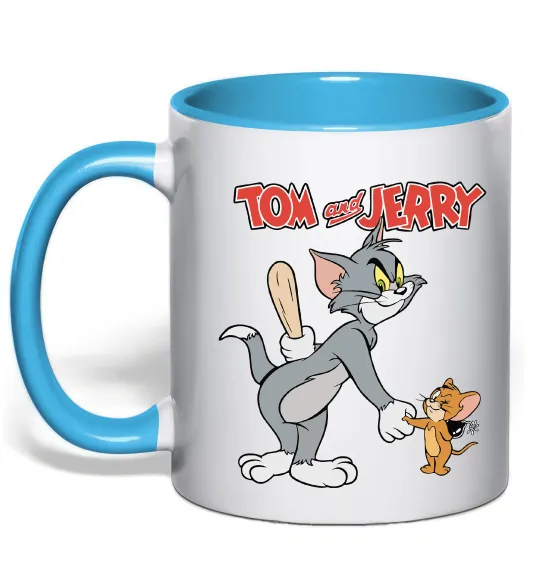 Чашка с цветной ручкой Tom and Jerry Голубой фото
