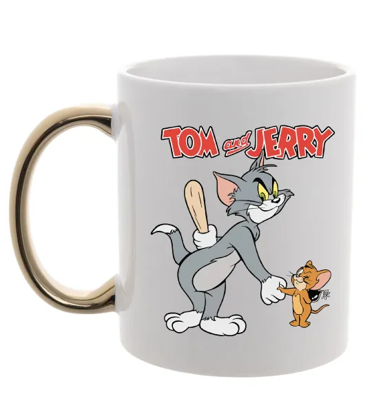 Чашка с цветной ручкой Tom and Jerry Золото фото