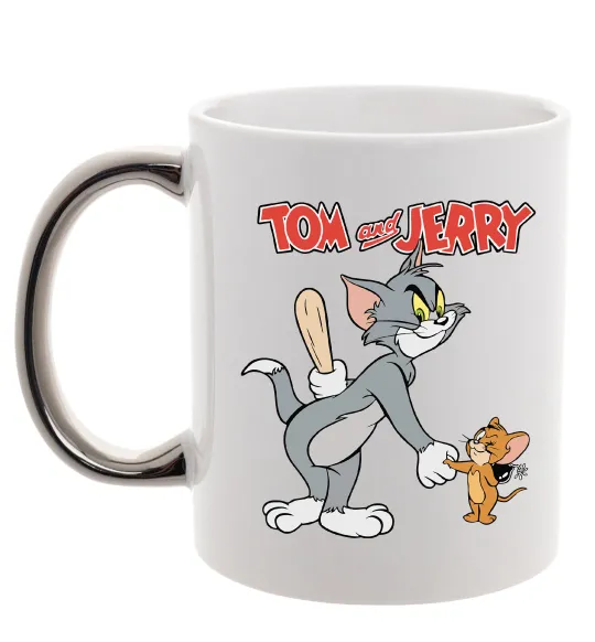 Чашка с цветной ручкой Tom and Jerry Серебро фото