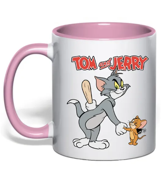 Чашка с цветной ручкой Tom and Jerry Нежно розовый фото