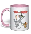 Чашка с цветной ручкой Tom and Jerry Нежно розовый фото