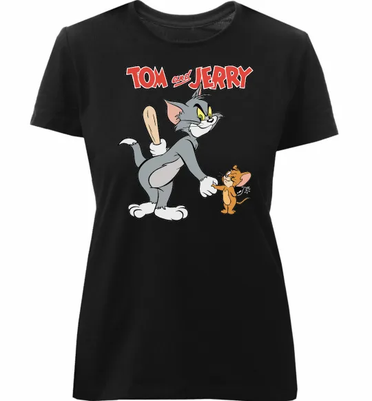Женская премиум футболка Tom and Jerry Черный фото