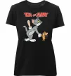 Женская премиум футболка Tom and Jerry Черный фото