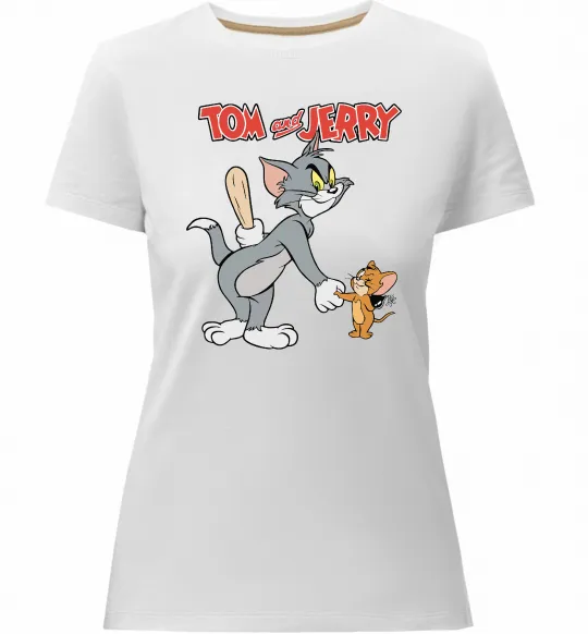 Женская премиум футболка Tom and Jerry Белый фото