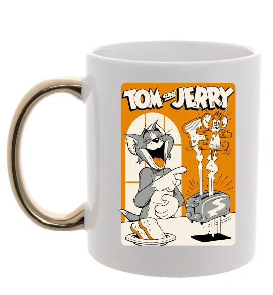 Чашка с цветной ручкой Том і Джеррі з тостером Золото фото