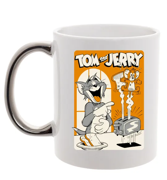 Чашка с цветной ручкой Том і Джеррі з тостером Серебро фото