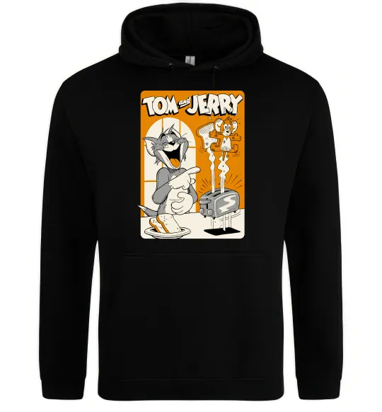 Женская толстовка (худи) Том і Джеррі з тостером Черный фото