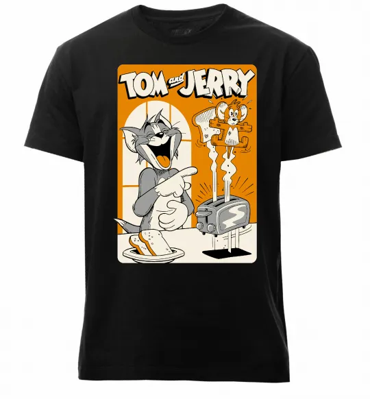 Мужская премиум футболка Том і Джеррі з тостером Черный фото