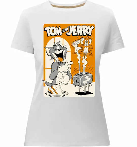 Женская премиум футболка Том і Джеррі з тостером Белый фото