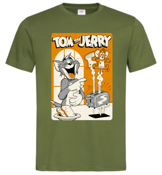 Мужская футболка Том і Джеррі з тостером Оливковый фото