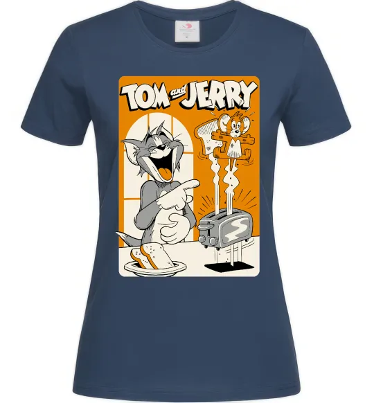 Женская футболка Том і Джеррі з тостером Темно-синий фото