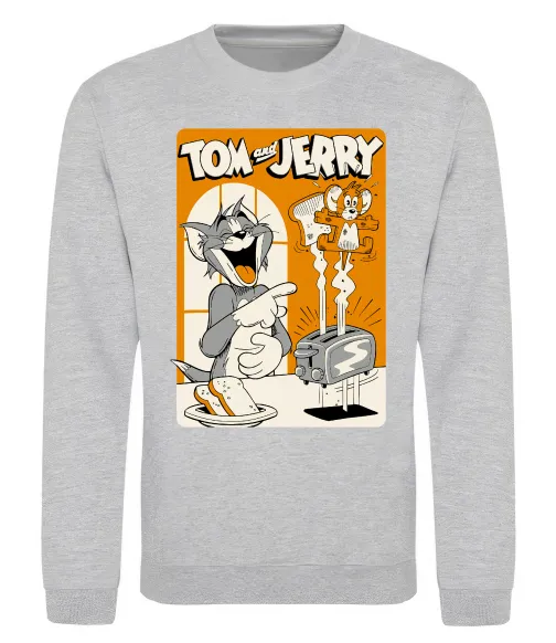 Свитшот Том і Джеррі з тостером Серый меланж фото