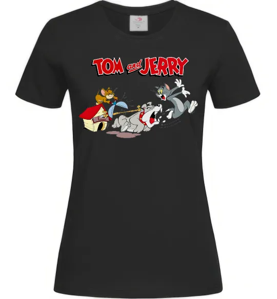 Женская футболка Том і Джеррі та пес Черный фото