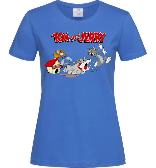 Женская футболка Том і Джеррі та пес Ярко-синий фото