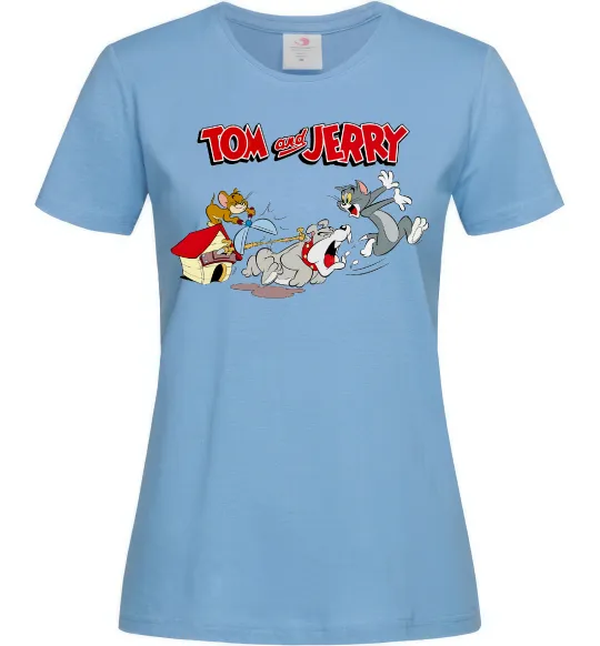 Женская футболка Том і Джеррі та пес Голубой фото