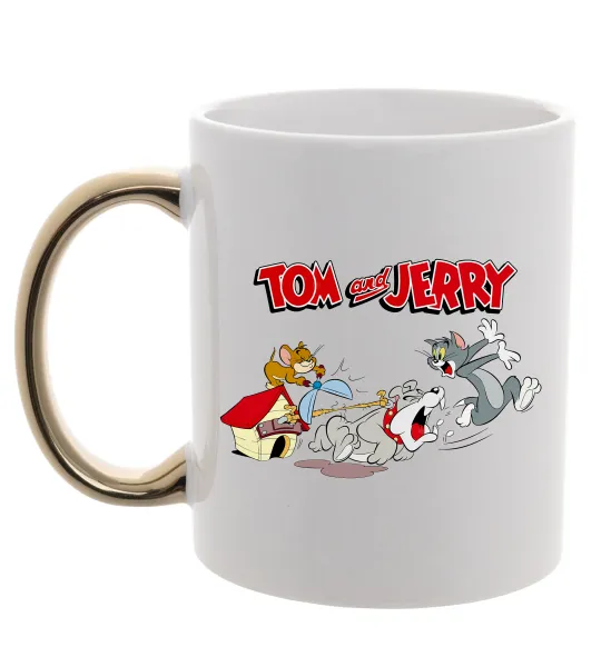 Чашка с цветной ручкой Том і Джеррі та пес Золото фото
