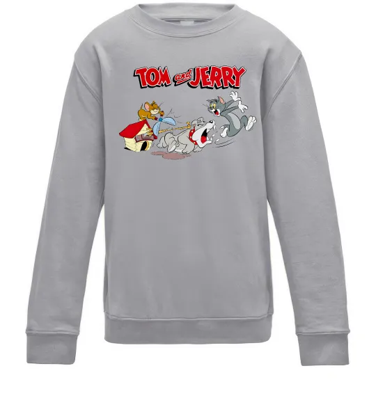 Детский Свитшот Том і Джеррі та пес Серый меланж фото