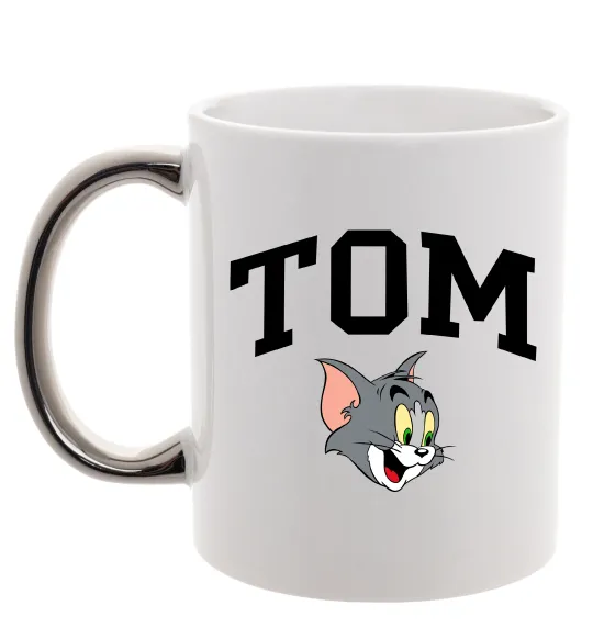 Чашка с цветной ручкой Tom Серебро фото